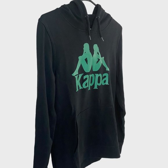 Kappa Logo Hoodie Mens Size Small Black And Green Graphic Long Sleeve Sweatshirt - Picture 4 of 13